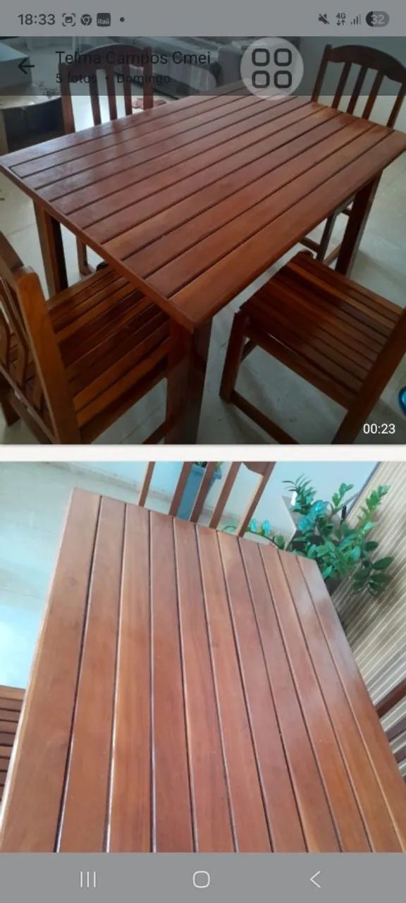 Vendo mesa em madeira 4 cadeiras - Foto 2