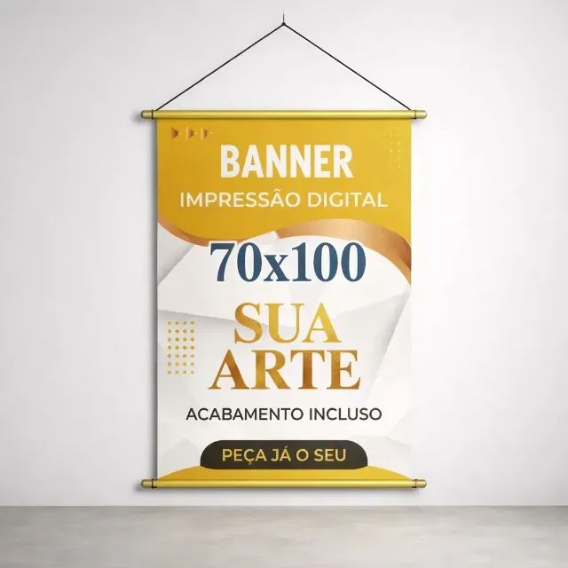 Banner Personalizado Com Bastão E Cordinha 70 X 100cm  - Foto 2