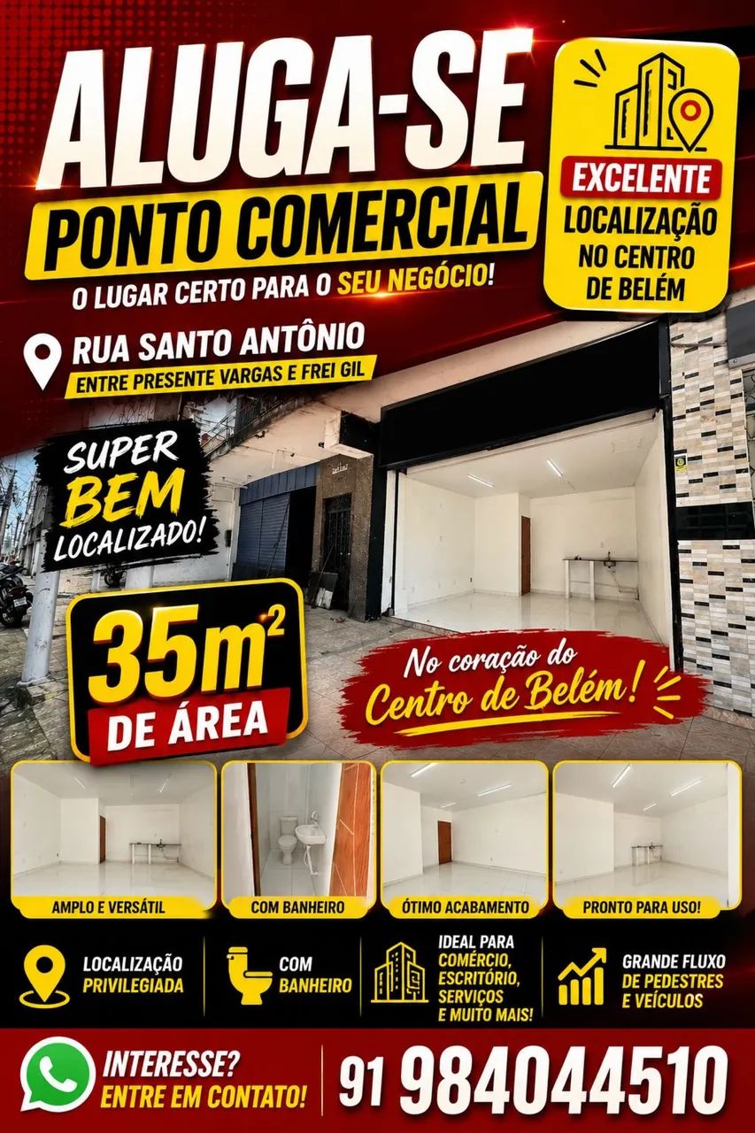 Aluga-se ponto comercial na rua santo antonio comercio belem