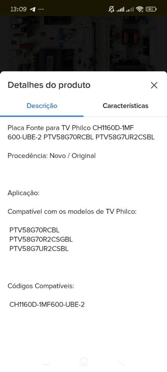 Placa Fonte Tv Philco PTV50G70SBLSG<br>Ch1160d-1mf600-ube-2 Ptv58g70rcb - Foto 3