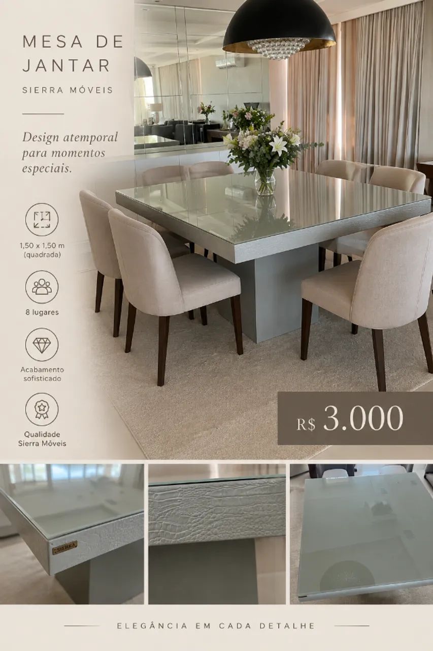 Mesa de jantar quadrada