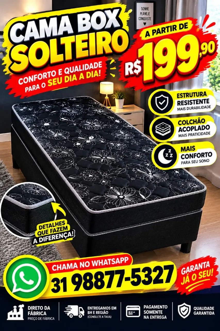 CAMA BOX SOLTEIRO PROMOÇÃO 