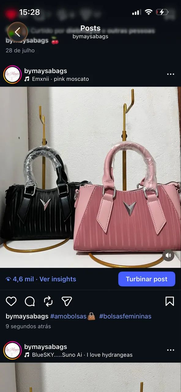Bolsas rosa marrom branca - Foto 2
