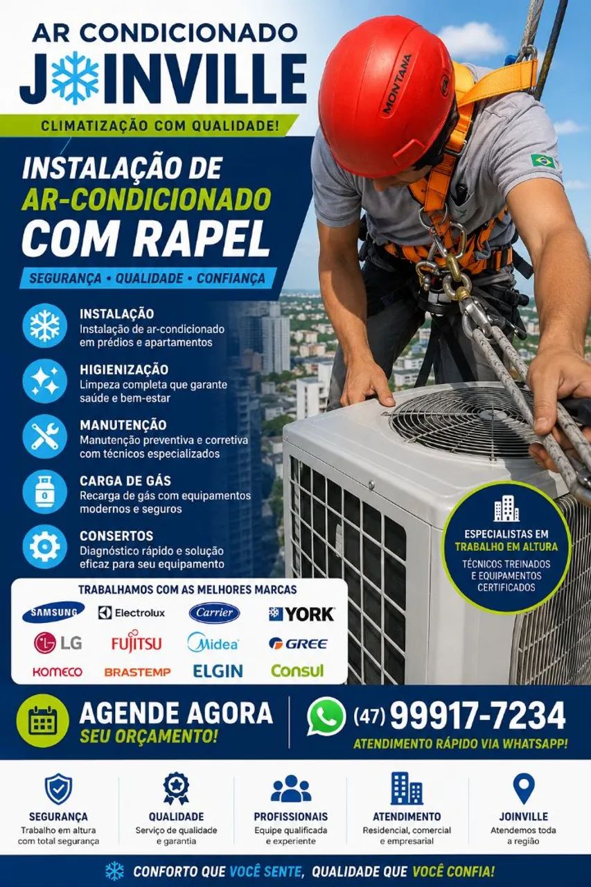 Instalação de ar condicionado com rapel