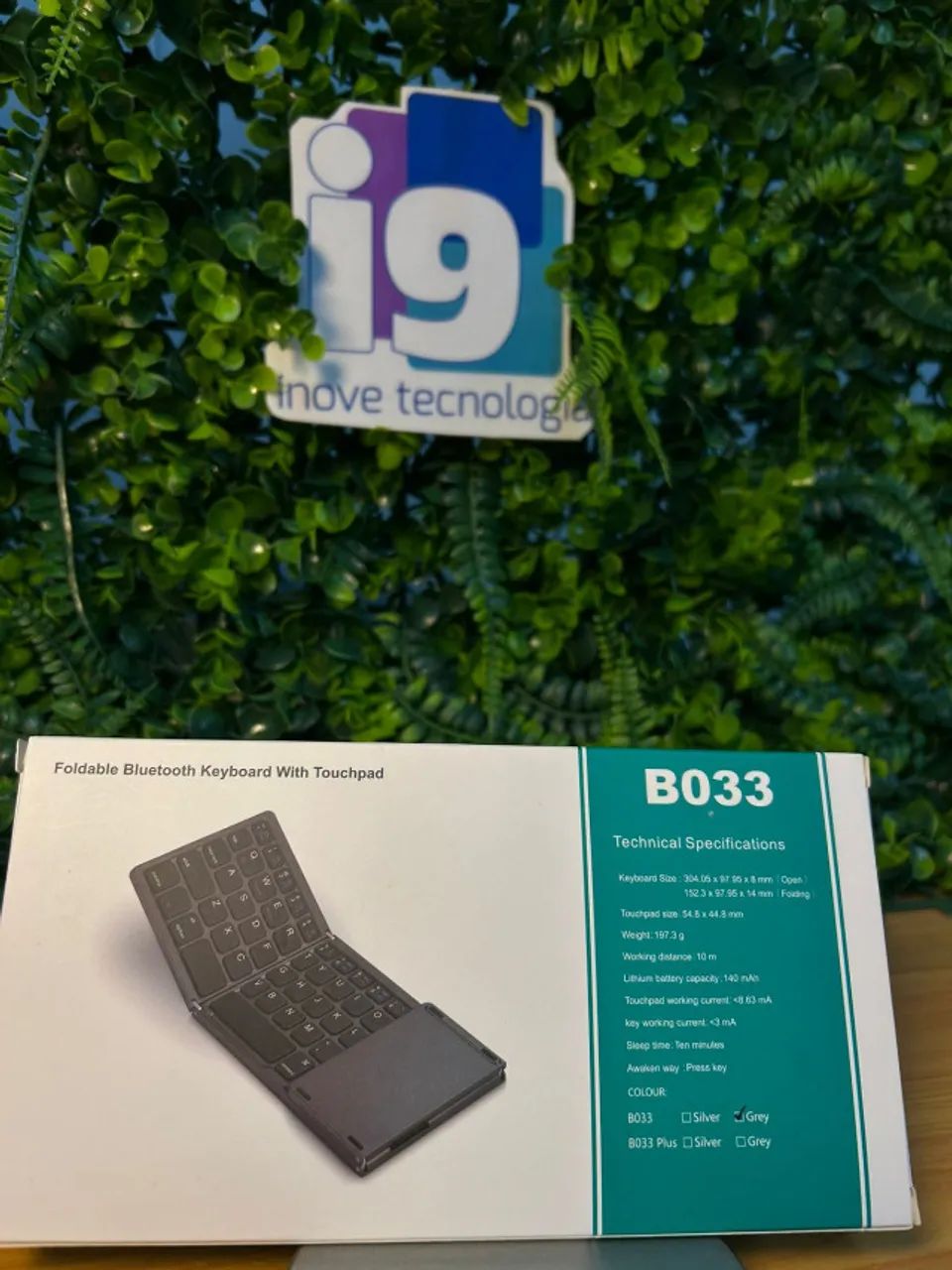 Mini Teclado touch dobrável B033  Bluetooth 3.0 Cinza chumbo   Compatível com smartphone A - Foto 3