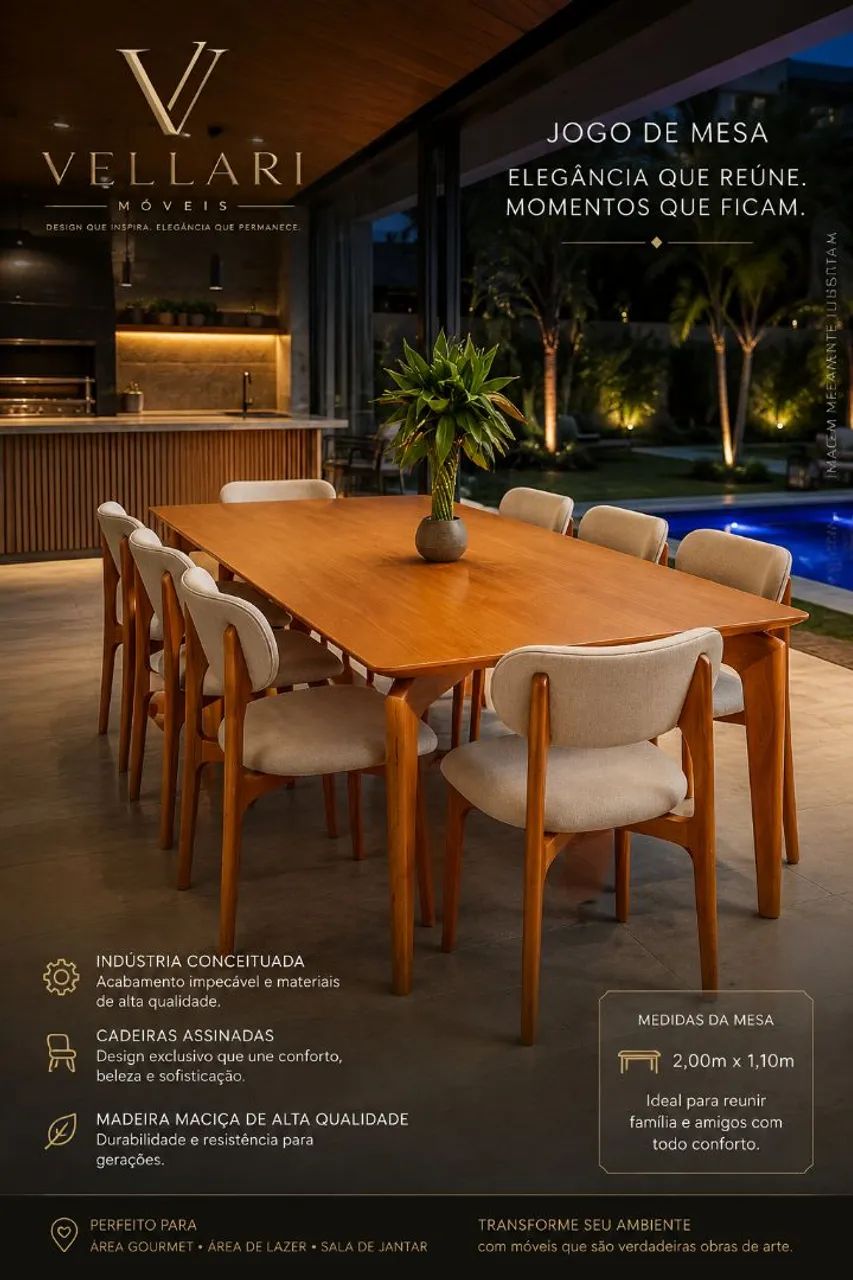 Jogo de Mesa  - Elegância e Sofisticação -- Vellari Móveis