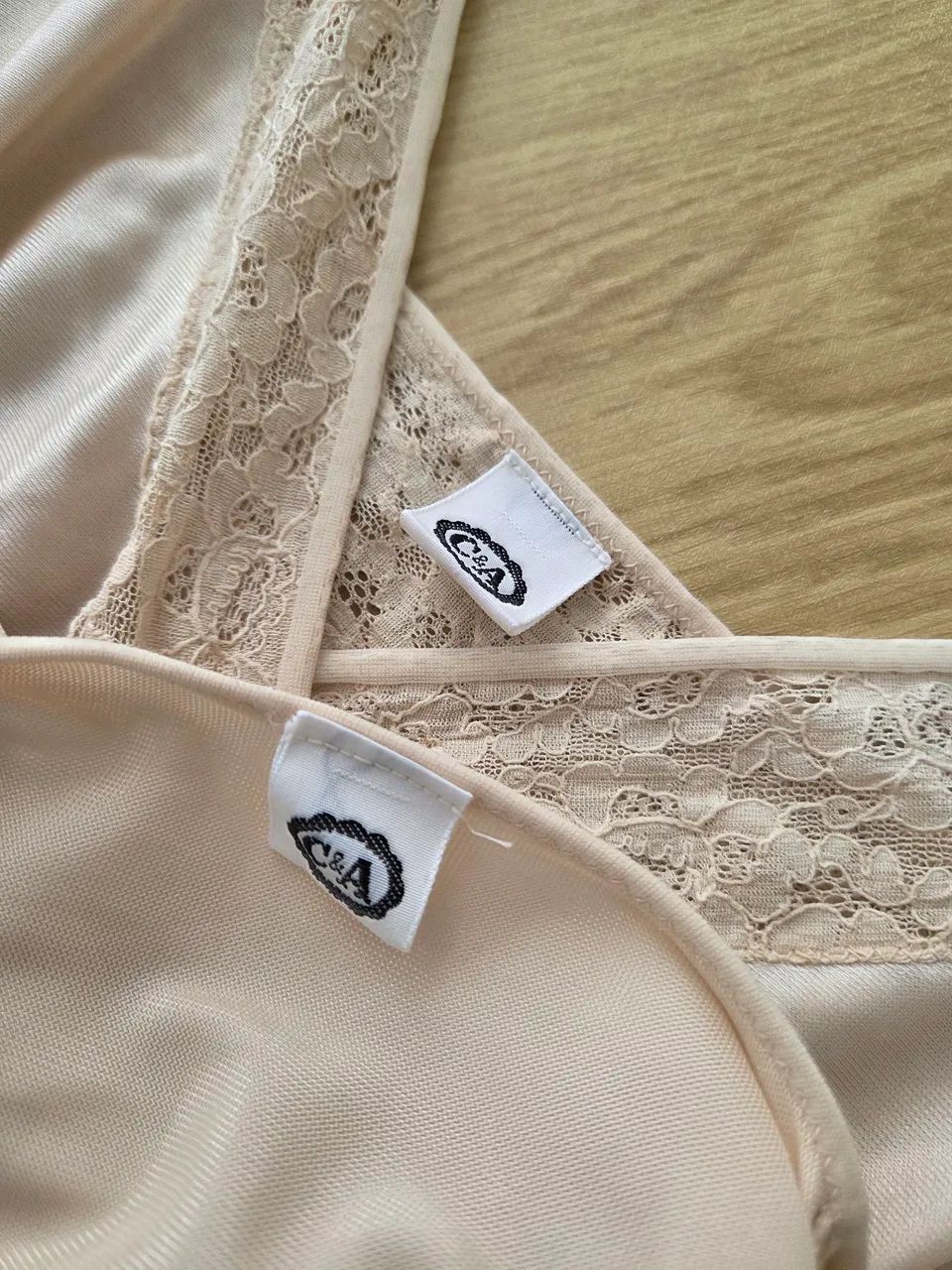 conjunto vintage penhoar e camisola longa nude - Foto 5