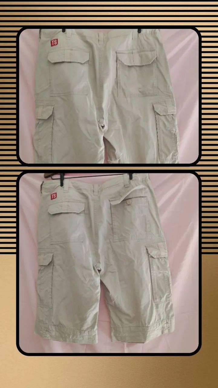 Bermuda masculina bege Taco System 42  - Foto 2