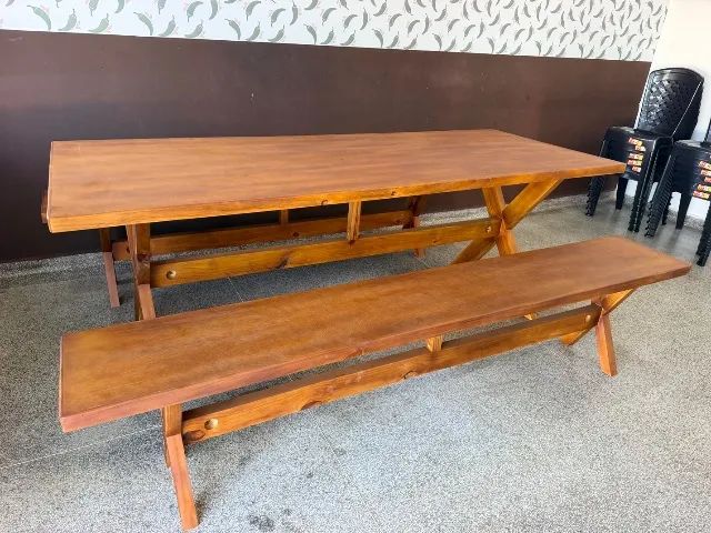 Mesa Rústica 2,20m Completa C/02 Bancos Nova (Super Promoção)