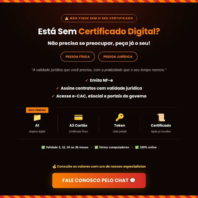 Certificado Digital A1, A3 e Token - PF e PJ - Emissão 100% Online