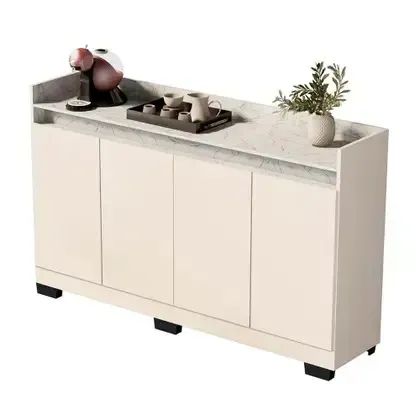 Oferta! Buffet Real 4 Portas Marmorizado Off/Marmore Branco