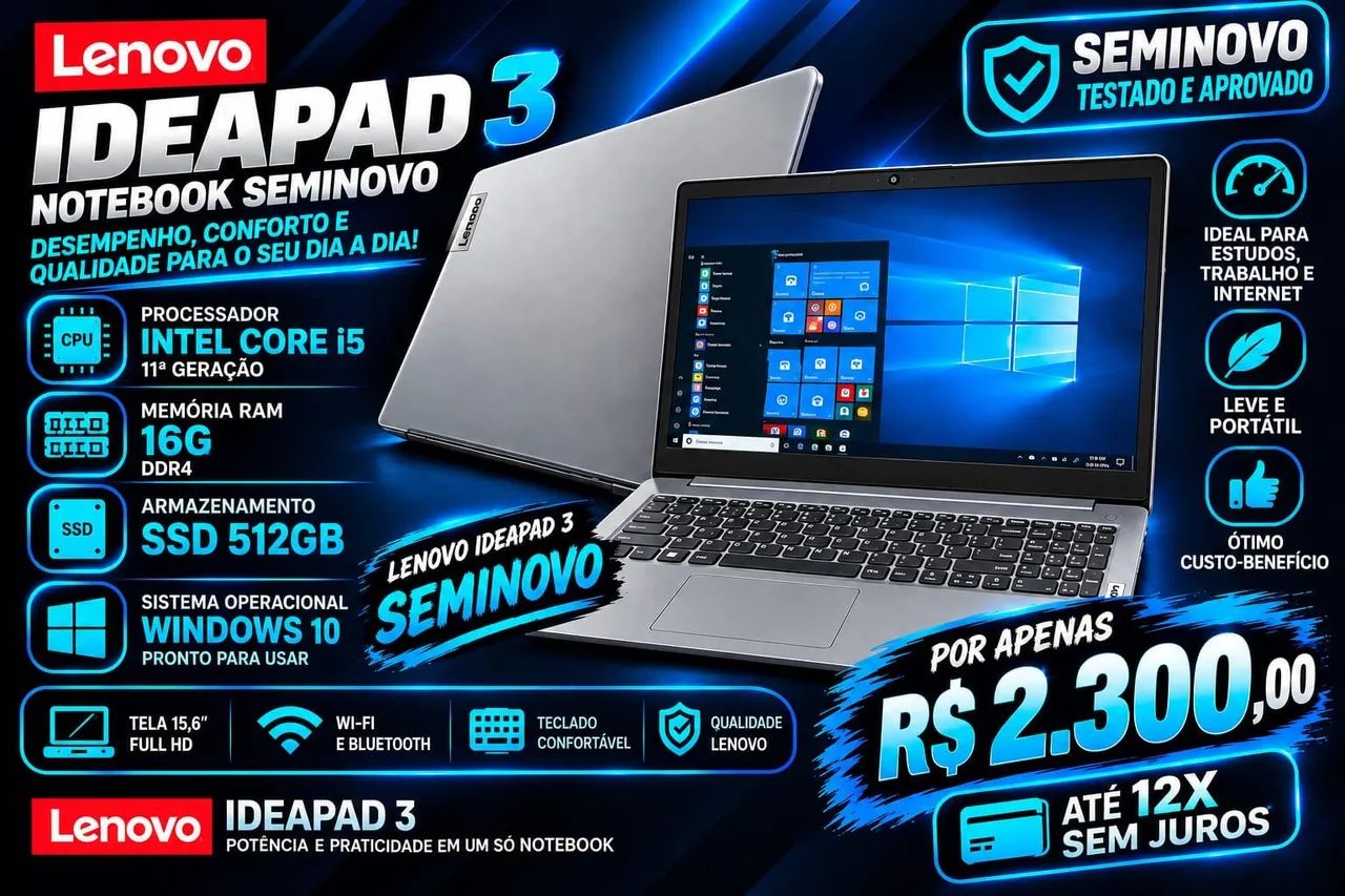 Notebook lenovo core i5 16g ddr4
