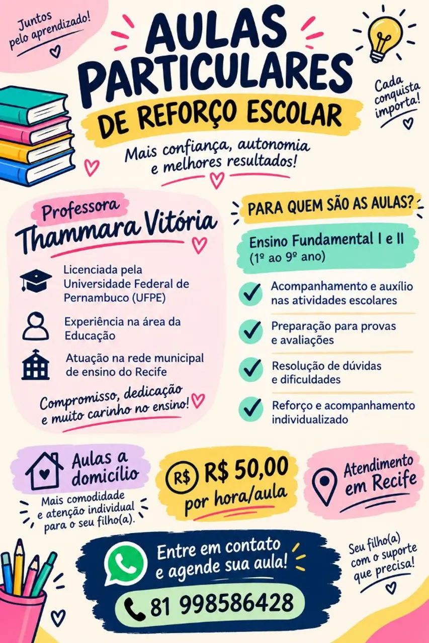 Aulas de reforço em Recife 