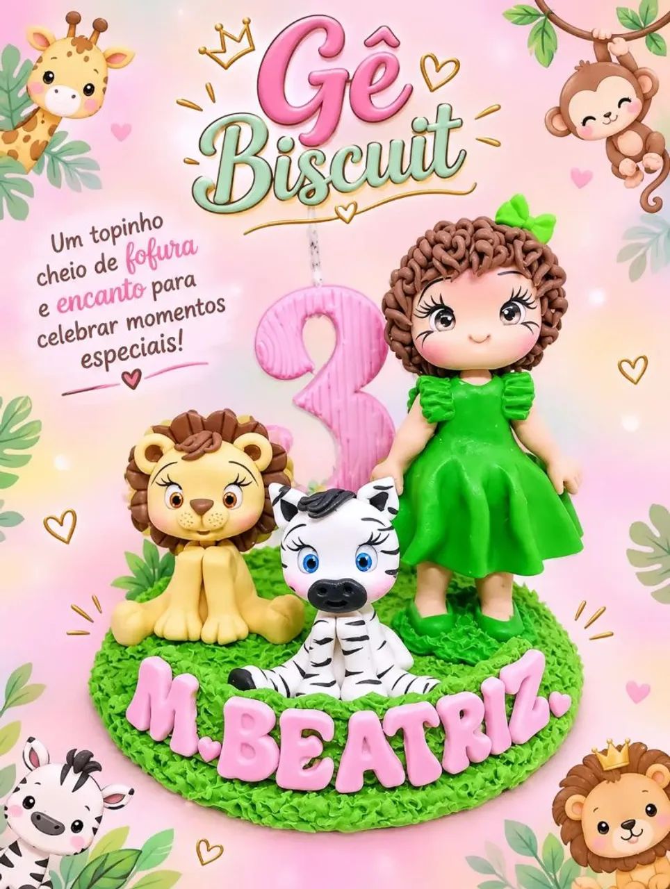Topo de bolo em biscuit 