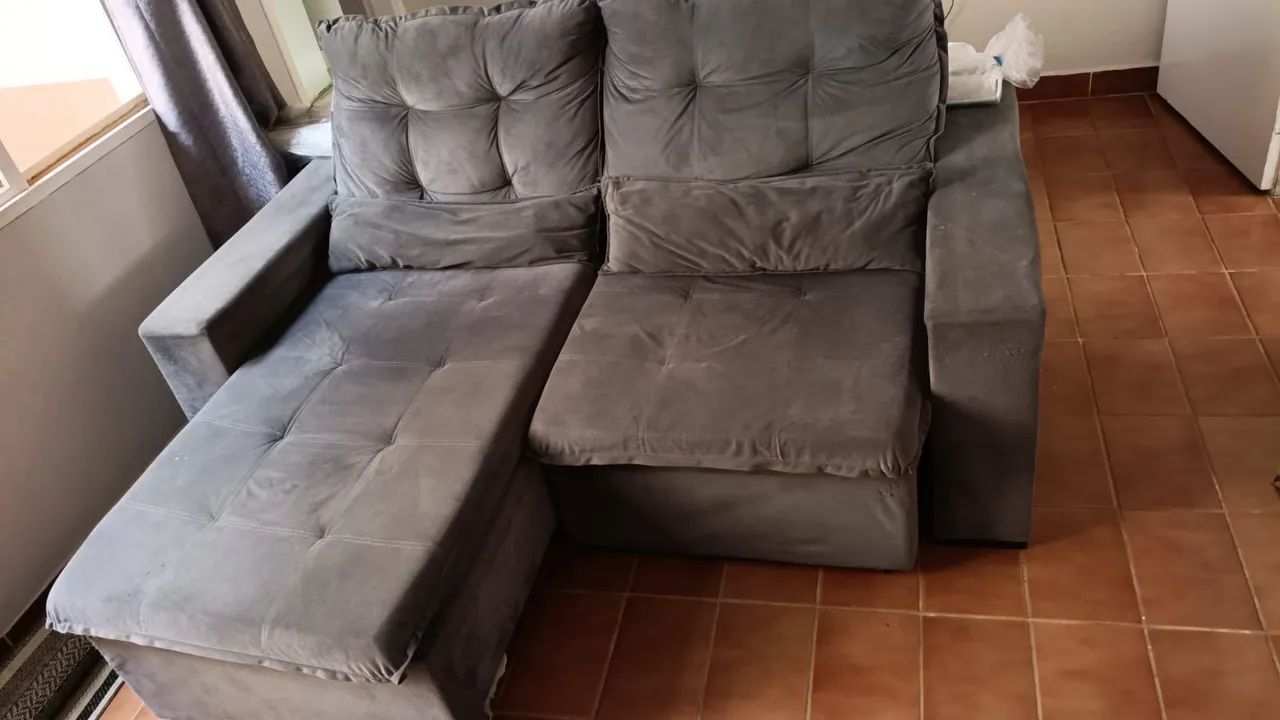 Sofá Retrátil e Reclinável 2 Lugares Cinza - Foto 4