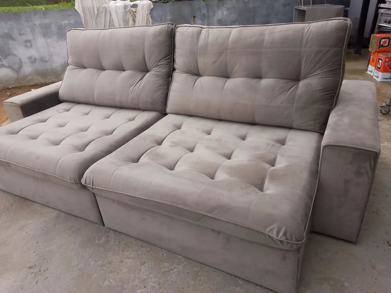 Sofa retratil bege escuro 2,50m novo !! - Foto 2