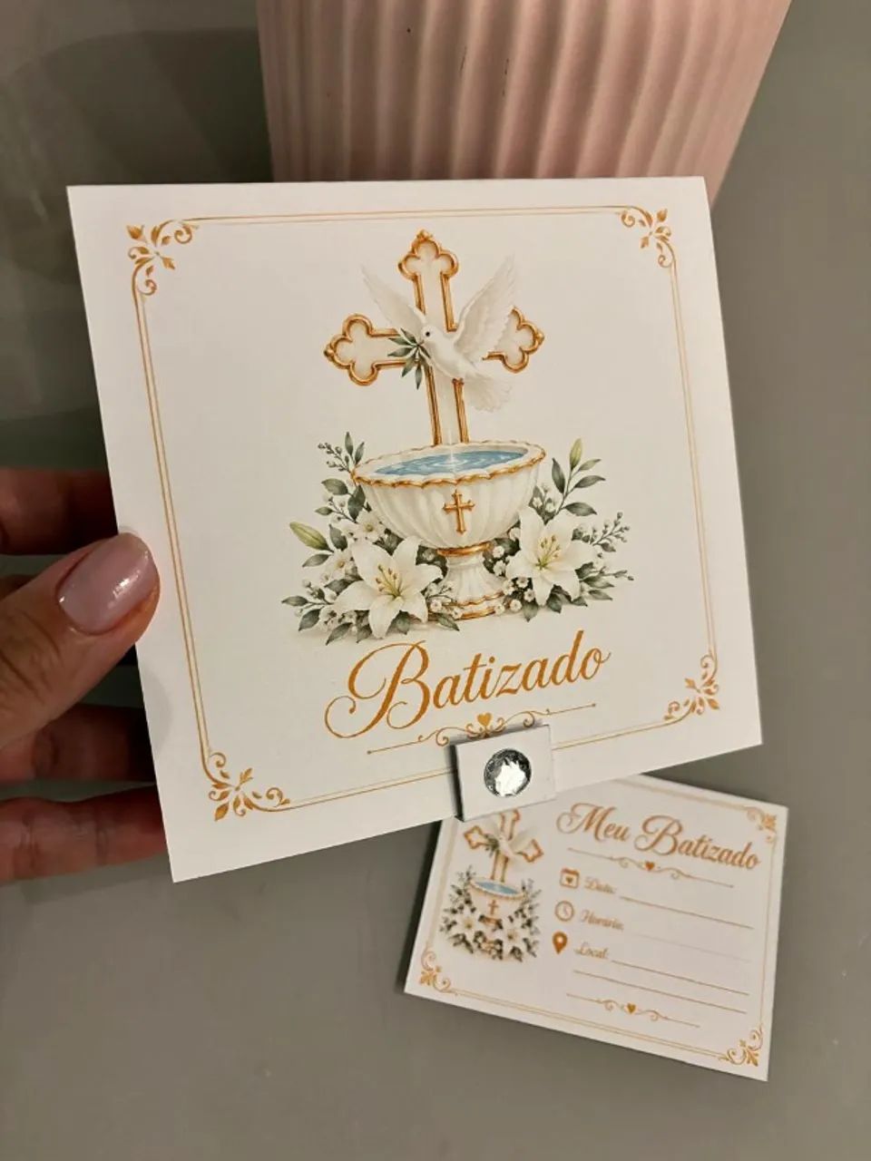 Convite para batizado com brinde