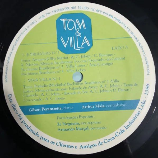LP DISCO DE VINIL - TOM & VILLA, DE GILSON PERANZZETTA E ARTHUR MAIA, EDIÇÃO 1986 - Foto 5