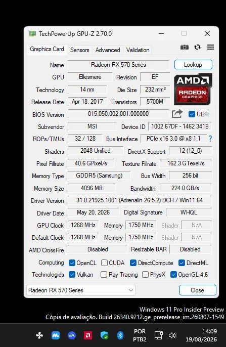 Placa de Vídeo MSI RX 570 4GB - Ótimo Estado e Testada - Foto 3