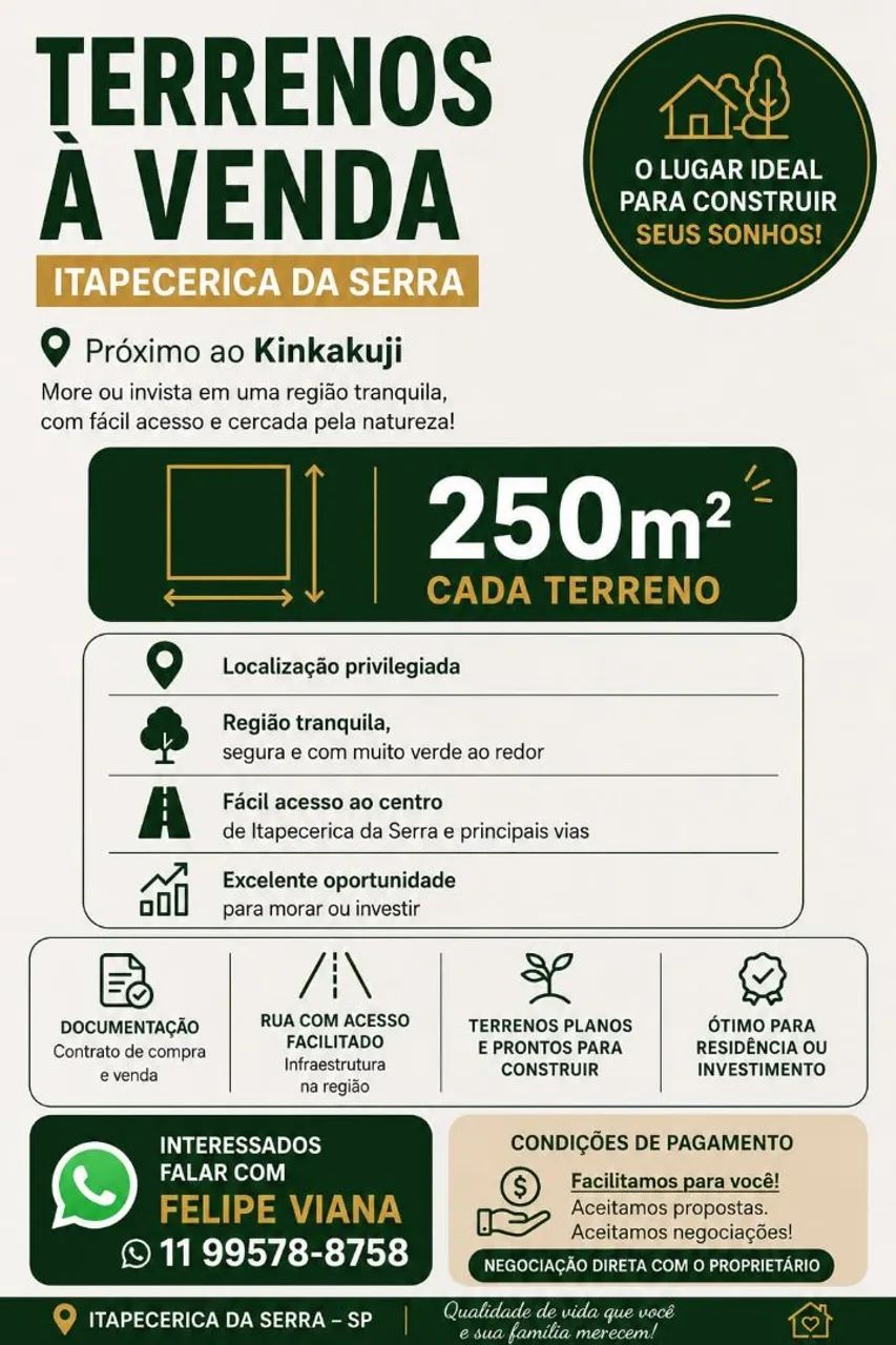 Terreno 250m Itapecerica da Serra 