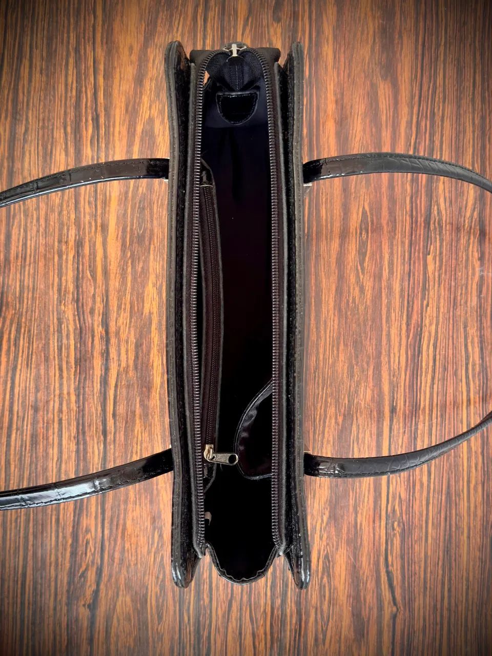 Bolsa Preta Estruturada Croco - Foto 4