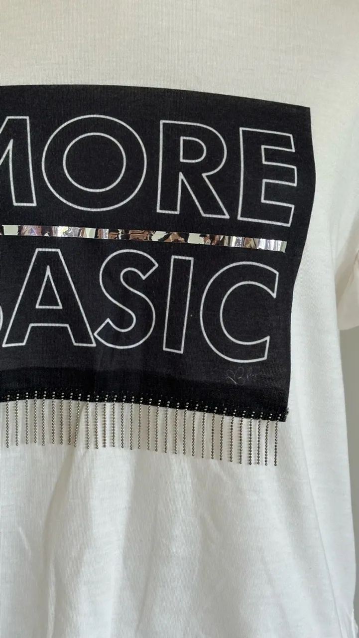 Blusa By Fly Branca More Basic com Franjas Tamanho G - Foto 2