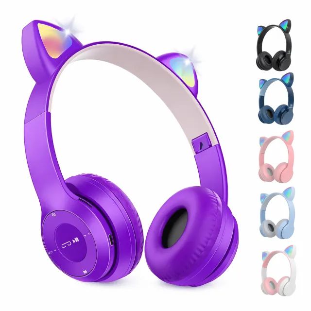 Headphone Bluetooth Infantil com Orelhas de Gato LED X-Cell XC-BTH-63 - Foto 4