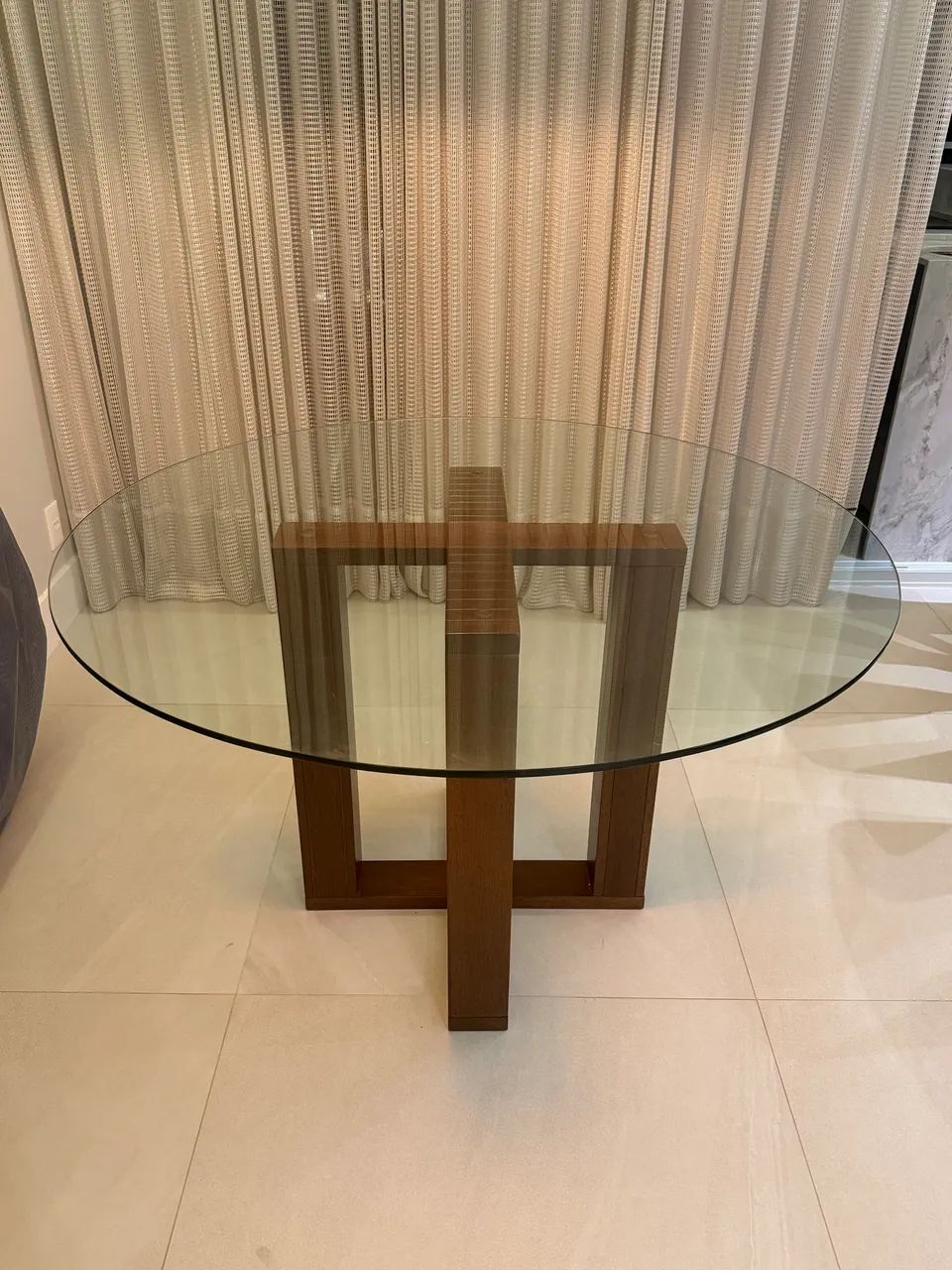 Mesa de jantar redonda vidro temperado 