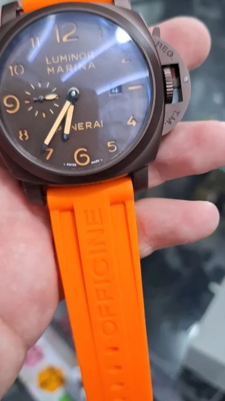 Relógio PANERAI LUMINOR MARINA AUTOMÁTICO PULSEIRA LARANJA - Foto 5