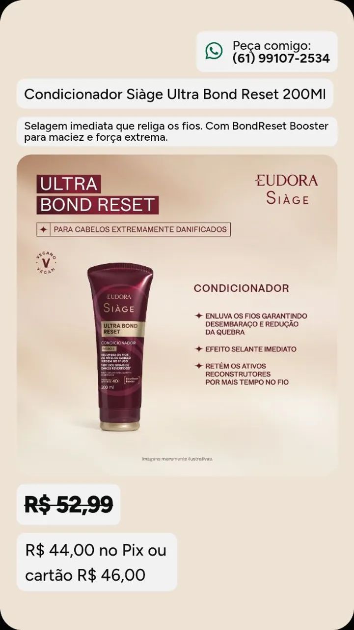 Combo Siage Ultra Bond Reset Shampo + Cond - Foto 5