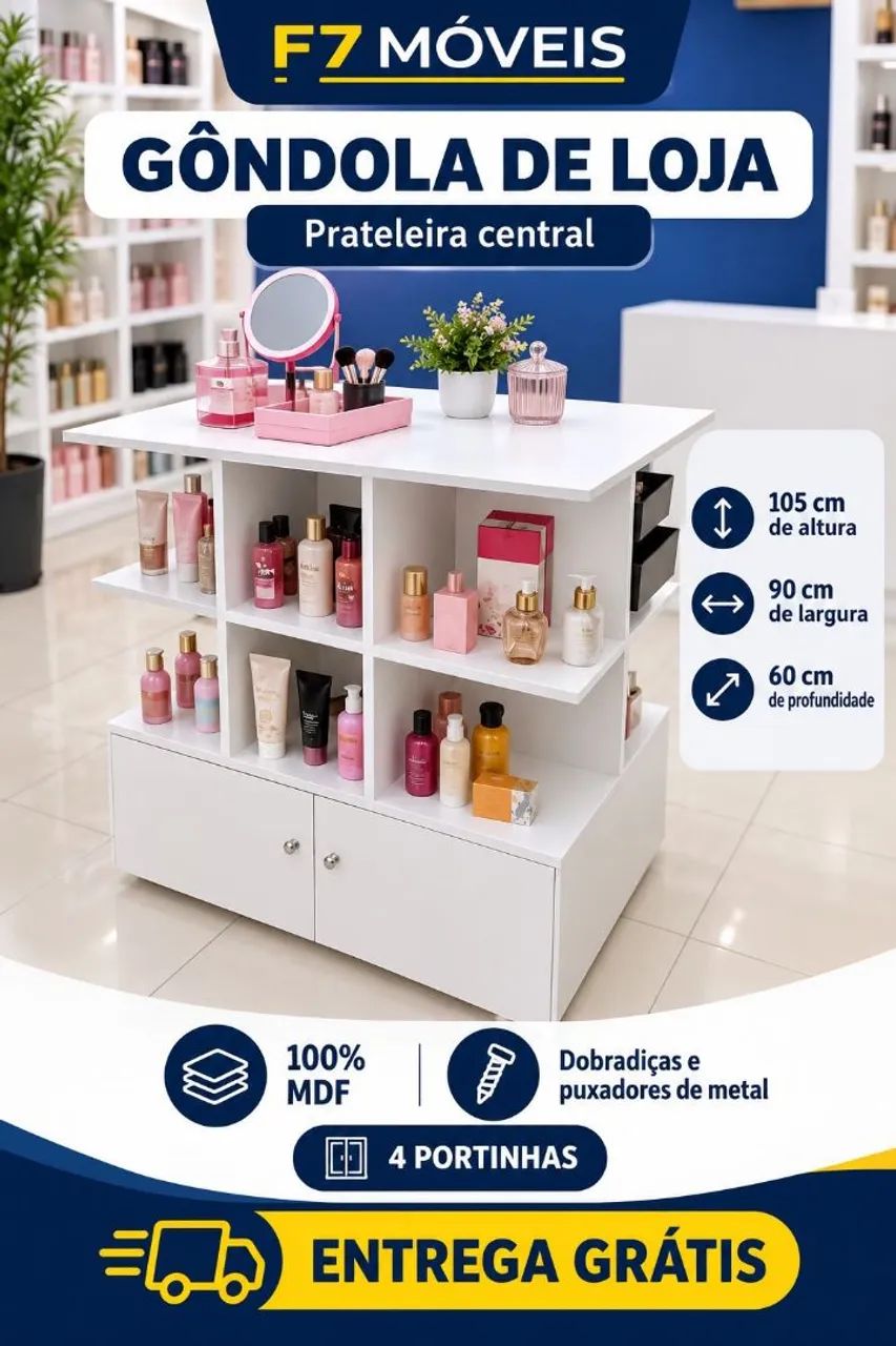 GÔNDOLA CENTRAL LOJA CM 4 PORTA MDF NOVO  - Foto 2