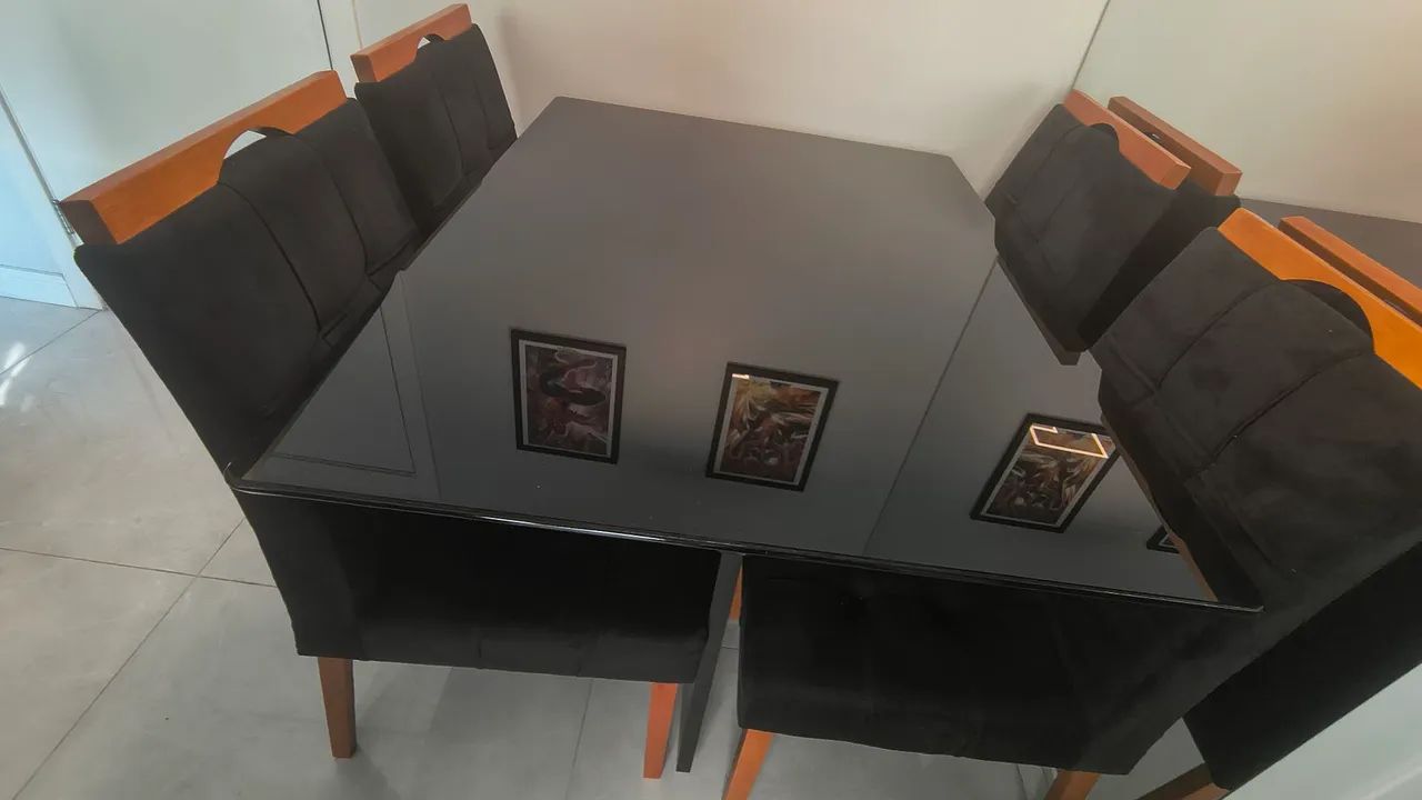 Mesa de vidro preta com cadeiras 4 lugares - Foto 3