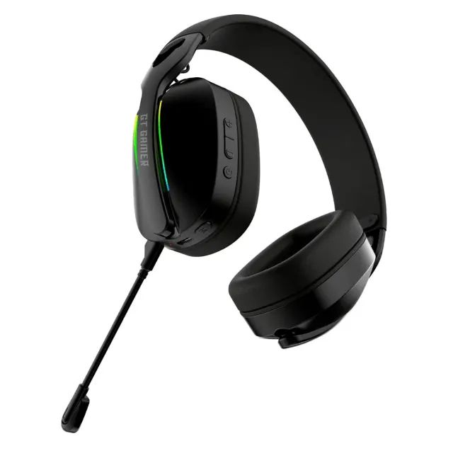 Headset Gamer Bluetooth Goldentec GT Infinity RGB Preto + Suporte para Headset GT Gamer Ec - Foto 2