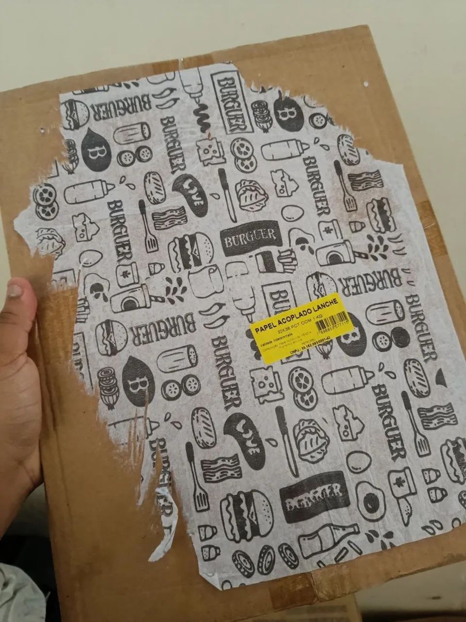 Papel acoplado pra hambúrguer 