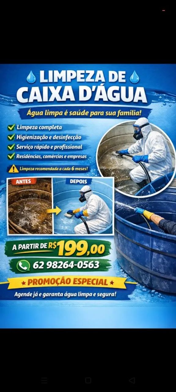 Limpeza de caixa d'água emitimos nota fiscal 