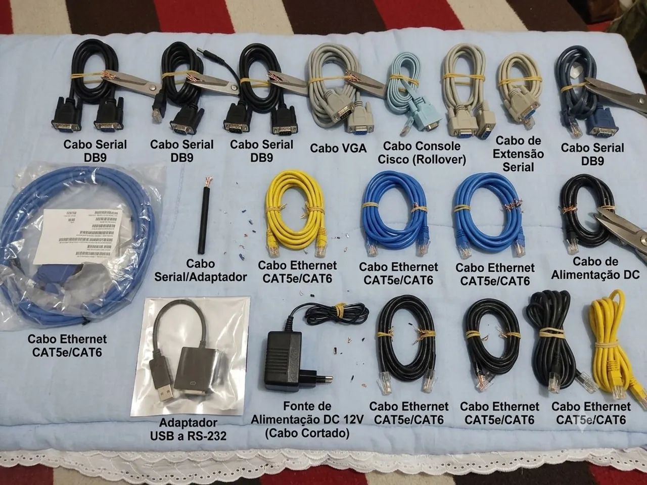 Lote De Cabos Diversos De Informática, TI e Rede - Ethernet, Serial DB9, VGA e Adaptadores