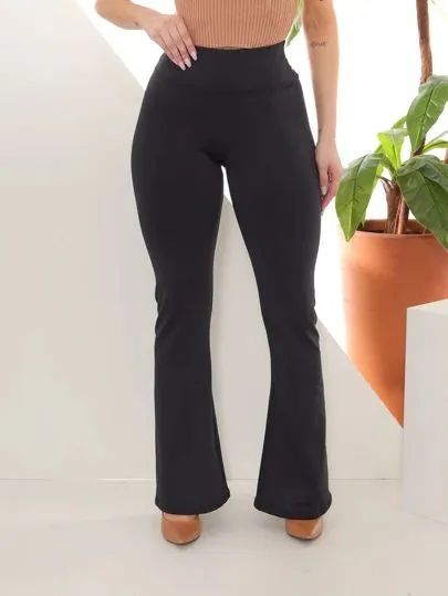 Calça legging flare peluciada Preta - Foto 5