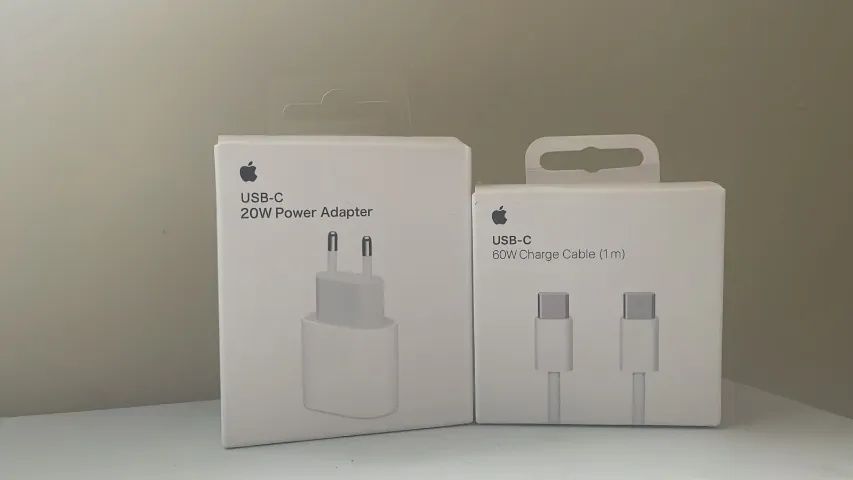 Kit Carregador Apple USB-C 20W + Cabo USB-C 60W | Novo | Pronta Entrega