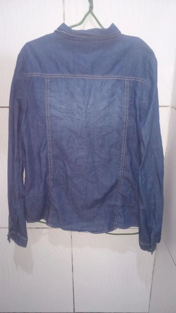 Camisa Azul Escuro Mangas Longas Feminino M - Foto 5