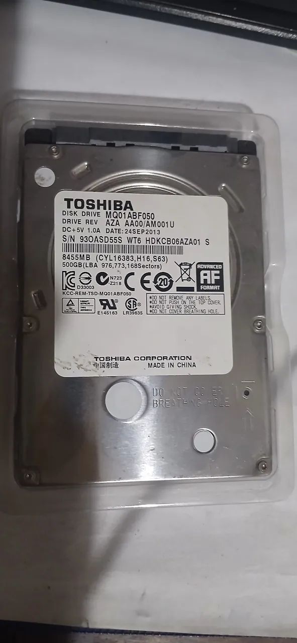 HD NOTEBOOK TOSHIBA 500GB 