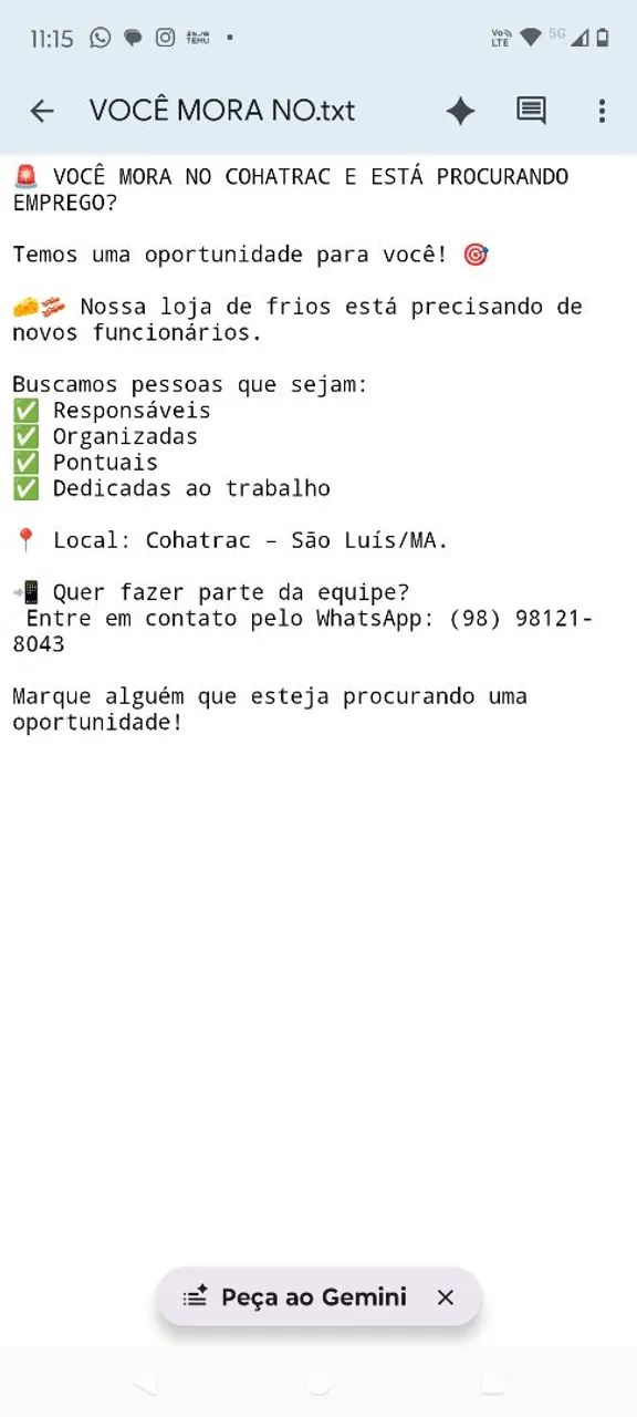 Vaga de emprego
