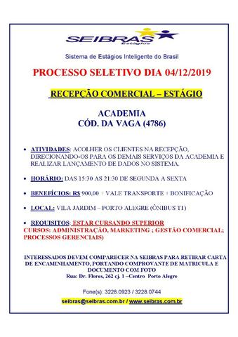 Estágio comercial academia