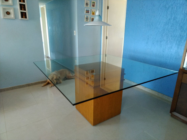 Mesa quadrada tampo de vidro 1,50 X 1,50 espessura do vidro 10 mm - Foto 2