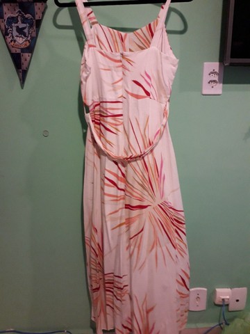 Vestido Longo Festa Cor Creme Viscose - Foto 3