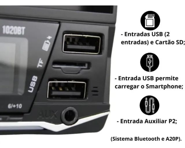 Auto Rádio Som Jr8 com Suporte Celular Bluetooth Usb Sd Controle Toca cd - Foto 6