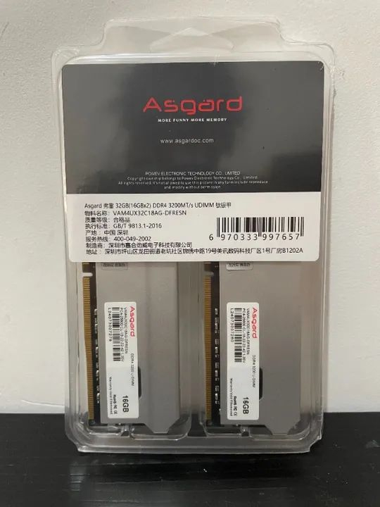 Memória RAM ddr4 32gb (2x 16gb ) 3200mhz Asgard NOVA(Lacrada)