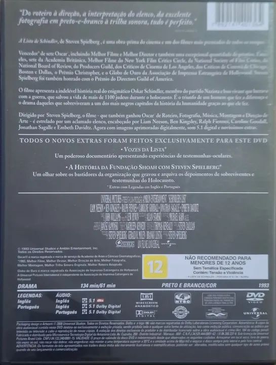 DVD A Lista de Schindler - Foto 2