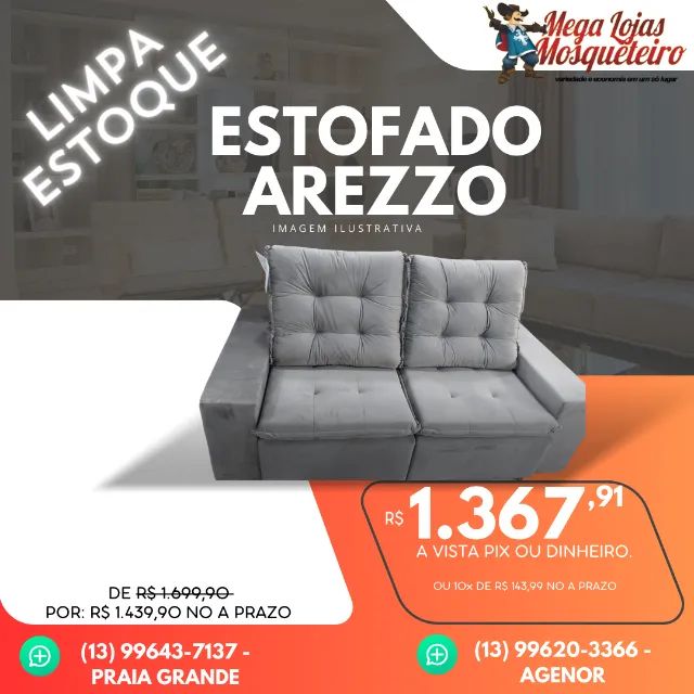 Estofado Arezzo Retr til e reclin vel Promo o Sof s e