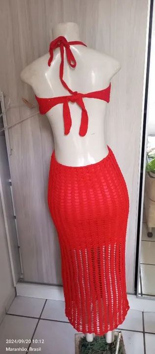 Vestido de crochê vermelho  - Foto 3