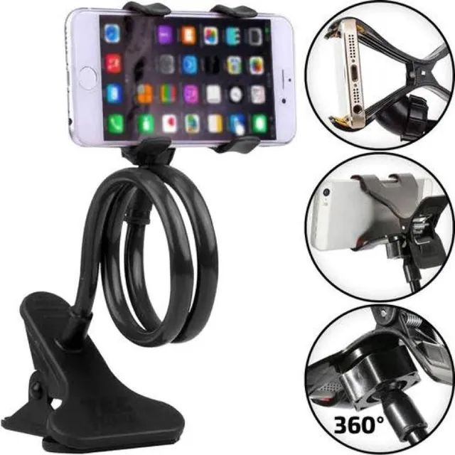 Suporte universal articulado com garra para celular mesa cama 360° - Foto 5